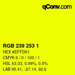 Color code: RGB 239 253 1 | qconv.com