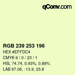 颜色代码: RGB 239 253 196 | qconv.com
