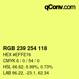 Código de color: RGB 239 254 118 | qconv.com