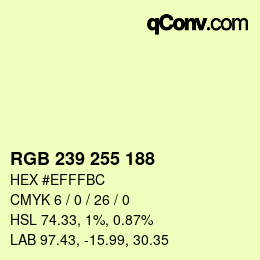Color code: RGB 239 255 188 | qconv.com