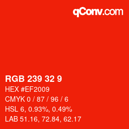 Color code: RGB 239 32 9 | qconv.com