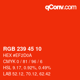 Color code: RGB 239 45 10 | qconv.com