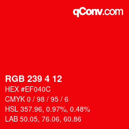 Color code: RGB 239 4 12 | qconv.com