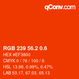 カラーコード: RGB 239 56.2 0.6 | qconv.com