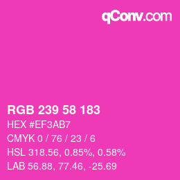 Color code: RGB 239 58 183 | qconv.com