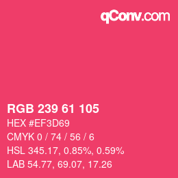 Color code: RGB 239 61 105 | qconv.com