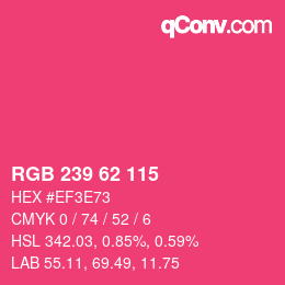 Farbcode: RGB 239 62 115 | qconv.com