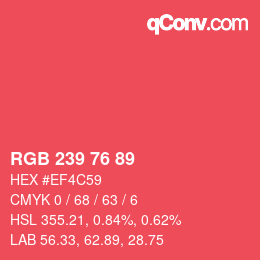 Color code: RGB 239 76 89 | qconv.com