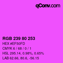 颜色代码: RGB 239 80 253 | qconv.com