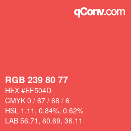 颜色代码: RGB 239 80 77 | qconv.com