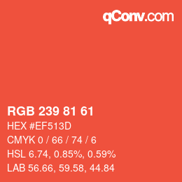 Code couleur: RGB 239 81 61 | qconv.com