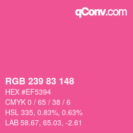 Color code: RGB 239 83 148 | qconv.com