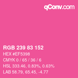 Color code: RGB 239 83 152 | qconv.com