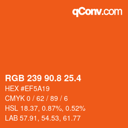 カラーコード: RGB 239 90.8 25.4 | qconv.com