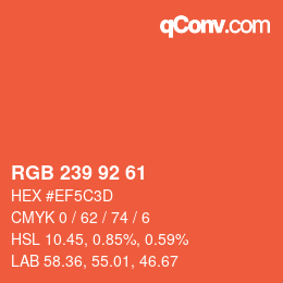 カラーコード: RGB 239 92 61 | qconv.com