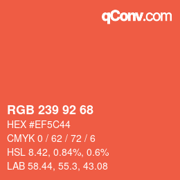 颜色代码: RGB 239 92 68 | qconv.com