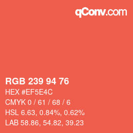 Farbcode: RGB 239 94 76 | qconv.com