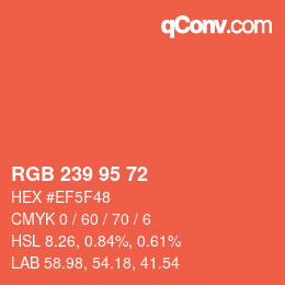 Color code: RGB 239 95 72 | qconv.com