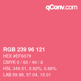 Código de color: RGB 239 96 121 | qconv.com