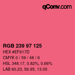 Código de color: RGB 239 97 125 | qconv.com