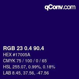 カラーコード: RGB 23 0.4 90.4 | qconv.com
