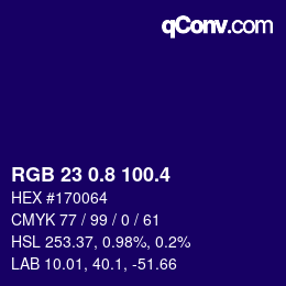 カラーコード: RGB 23 0.8 100.4 | qconv.com