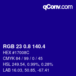 カラーコード: RGB 23 0.8 140.4 | qconv.com