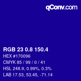 カラーコード: RGB 23 0.8 150.4 | qconv.com
