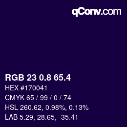 カラーコード: RGB 23 0.8 65.4 | qconv.com