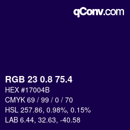 カラーコード: RGB 23 0.8 75.4 | qconv.com