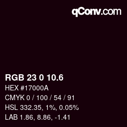 カラーコード: RGB 23 0 10.6 | qconv.com