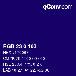 Color code: RGB 23 0 103 | qconv.com