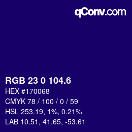 カラーコード: RGB 23 0 104.6 | qconv.com