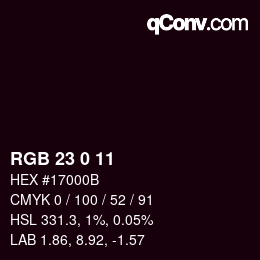 カラーコード: RGB 23 0 11 | qconv.com