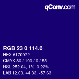 カラーコード: RGB 23 0 114.6 | qconv.com