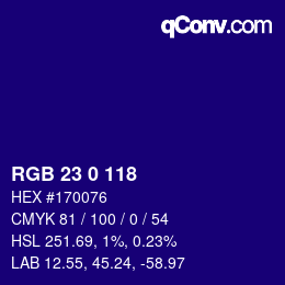 Color code: RGB 23 0 118 | qconv.com
