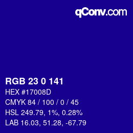 Color code: RGB 23 0 141 | qconv.com