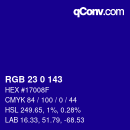 Color code: RGB 23 0 143 | qconv.com