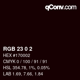 颜色代码: RGB 23 0 2 | qconv.com