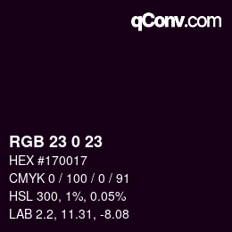 カラーコード: RGB 23 0 23 | qconv.com