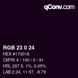 颜色代码: RGB 23 0 24 | qconv.com