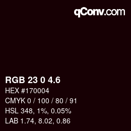カラーコード: RGB 23 0 4.6 | qconv.com