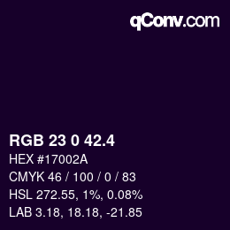 カラーコード: RGB 23 0 42.4 | qconv.com