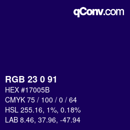 Farbcode: RGB 23 0 91 | qconv.com