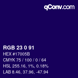 Color code: RGB 23 0 91 | qconv.com