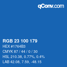 Color code: RGB 23 100 179 | qconv.com