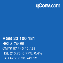 カラーコード: RGB 23 100 181 | qconv.com
