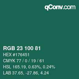 Color code: RGB 23 100 81 | qconv.com