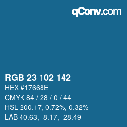 Color code: RGB 23 102 142 | qconv.com