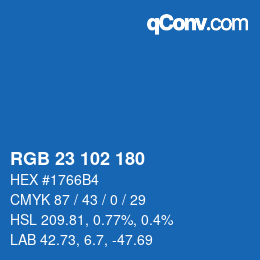 カラーコード: RGB 23 102 180 | qconv.com